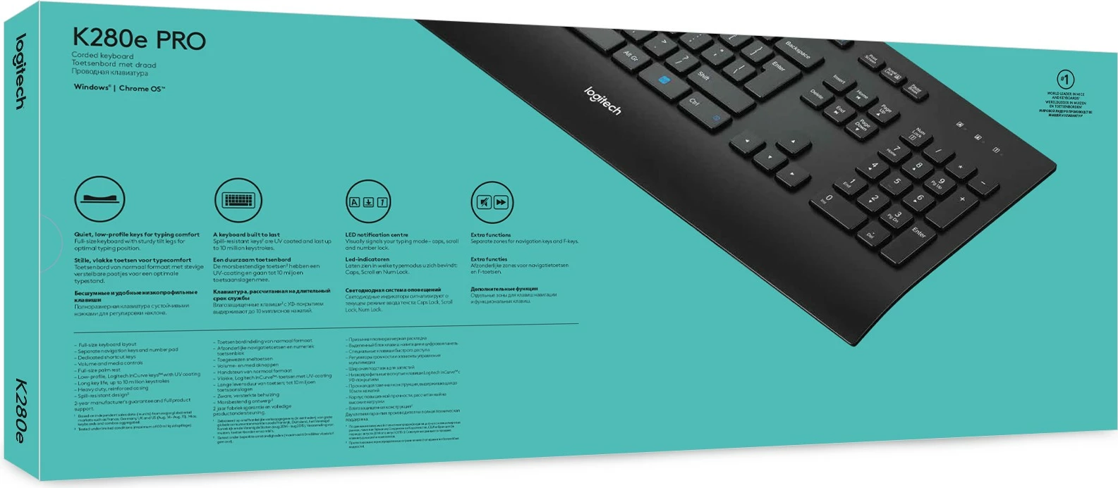 Tastierë Logitech K280e për Biznes, Full-size (100%), Wired, USB, QWERTY, E zezë