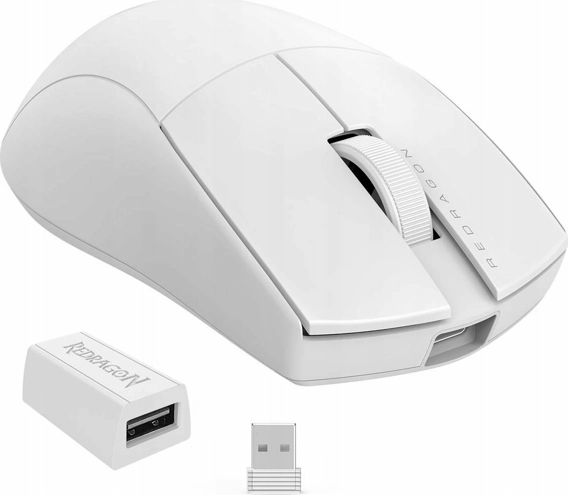 Maus gaming Redragon M916W Pro K1NG 26,000 DPI 4K (USB/2.4GHz/Bluetooth) 49 g, e bardhë
