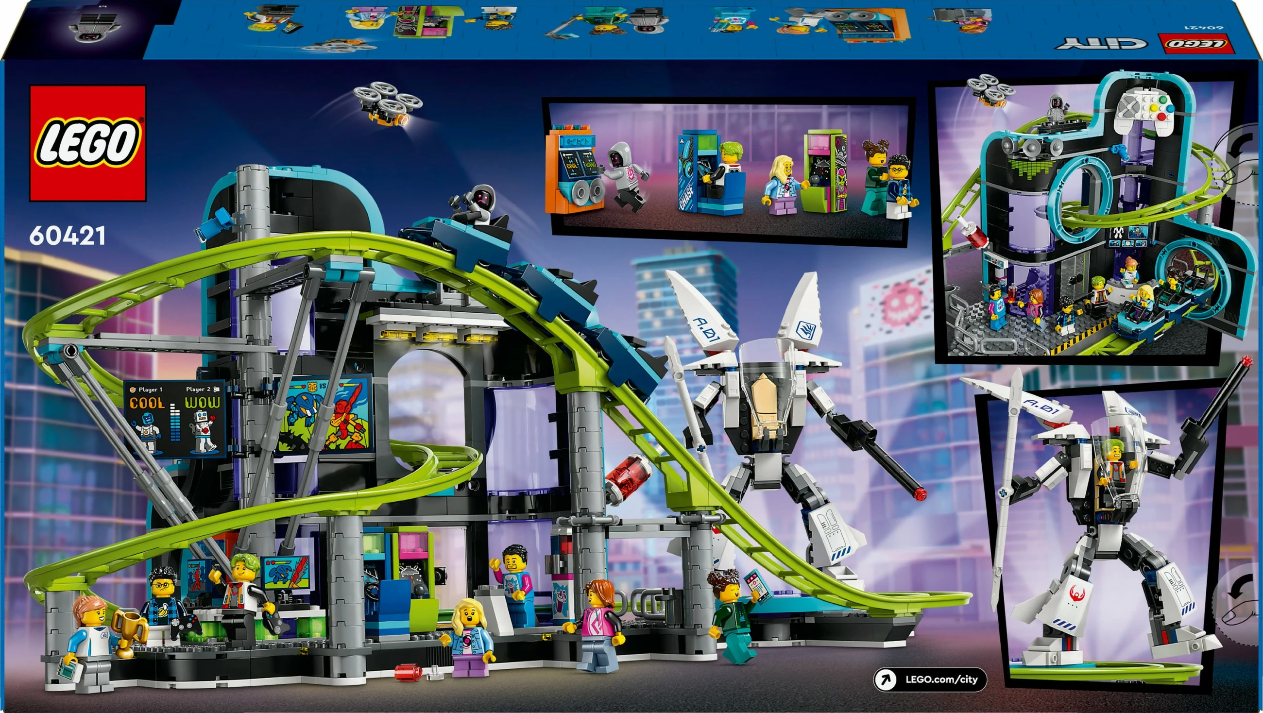 Set ndërtimi LEGO City 60421 Achterbahn me Robot-Mech, multikolor