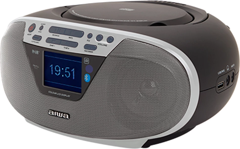 Boombox AIWA BBTU-500DAB/SL, CD/MP3, DAB+/FM, Bluetooth 5.0, USB 64 GB, gri/argjendtë, me telekomandë