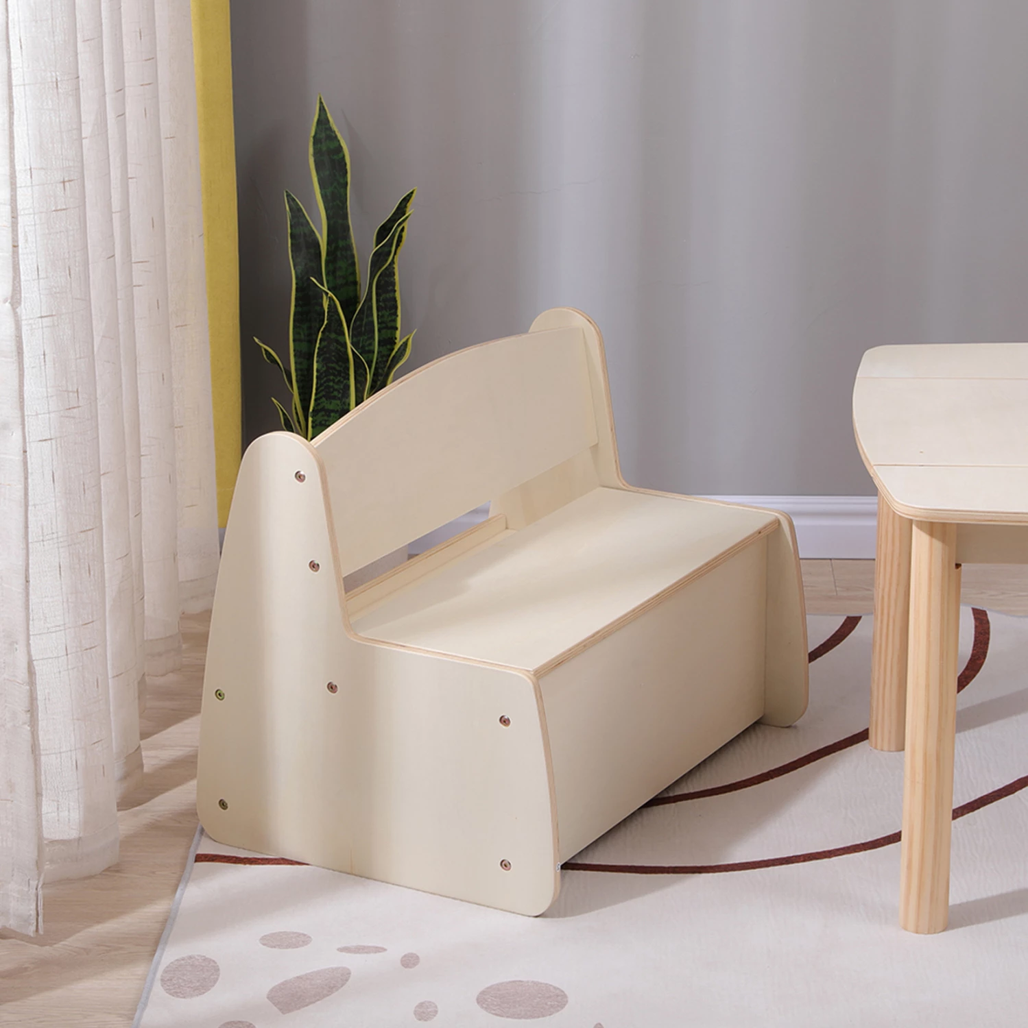 Bankë për fëmijë me hapësirë për ruajtje, natyrale/krem, RICKI FH18342.01, 63x43x47cm