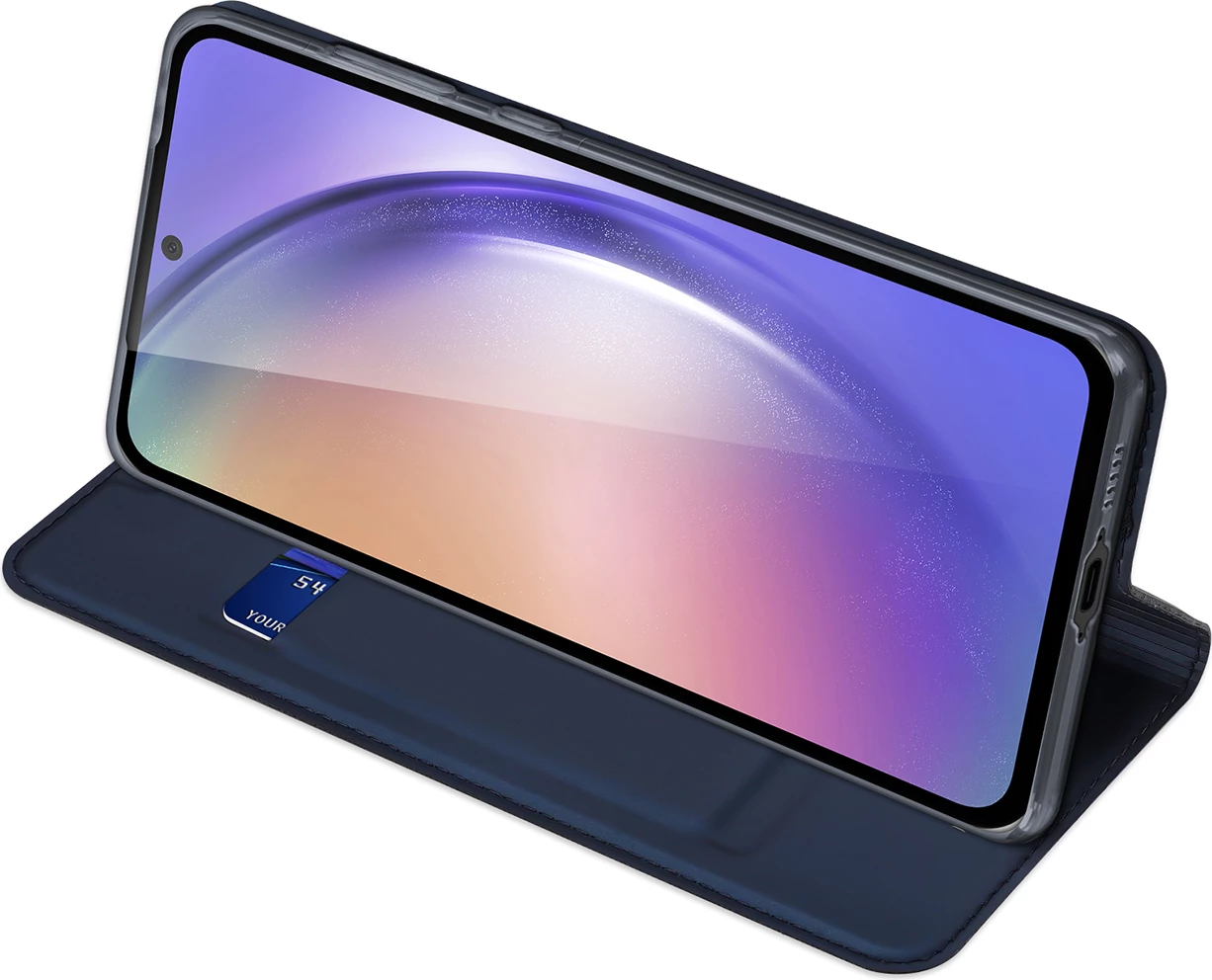 Mbështjellës Dux Ducis Skin Pro për Samsung Galaxy A55 5G, me kapak dhe xhep për kartela, Kaltër