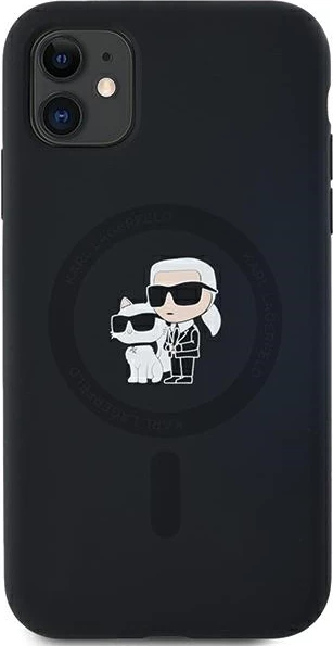 Mbështjellës Karl Lagerfeld Silicone Karl & Choupette MagSafe për iPhone 11/XR, i zi