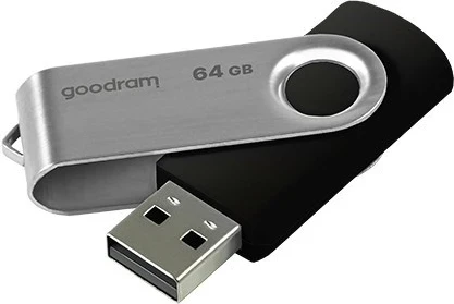 USB Goodram UTS2 64 GB USB Type-A 2.0, e zezë, argjend