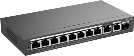 Switch Ruijie RG-ES210GS-P, 10 porta Gigabit, 2 SFP, PoE+, i zi