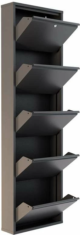 Dollap këpucësh metalik, 5 pjesë, ngjyrë antracit, Skye Decor
