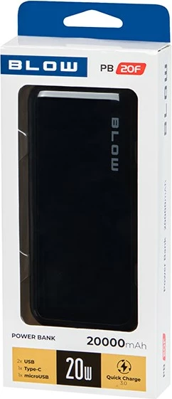 Power bank BLOW PB20E 20000mAh, QC+PD 20W, e bardhë