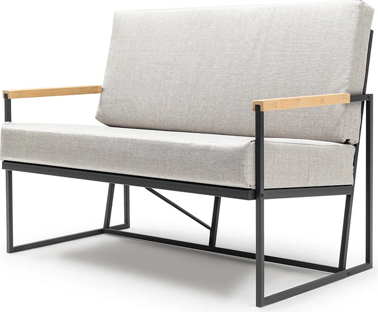 Divan kopshti dy vendësh, Skye Decor, krahë druri, bezhë/zi, 124x83x60cm