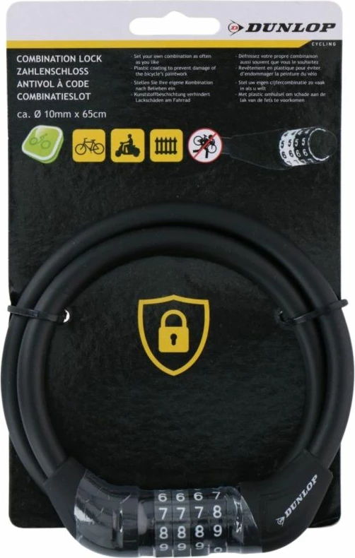 Kabllo sigurie për biçikletë Dunlop, e zezë