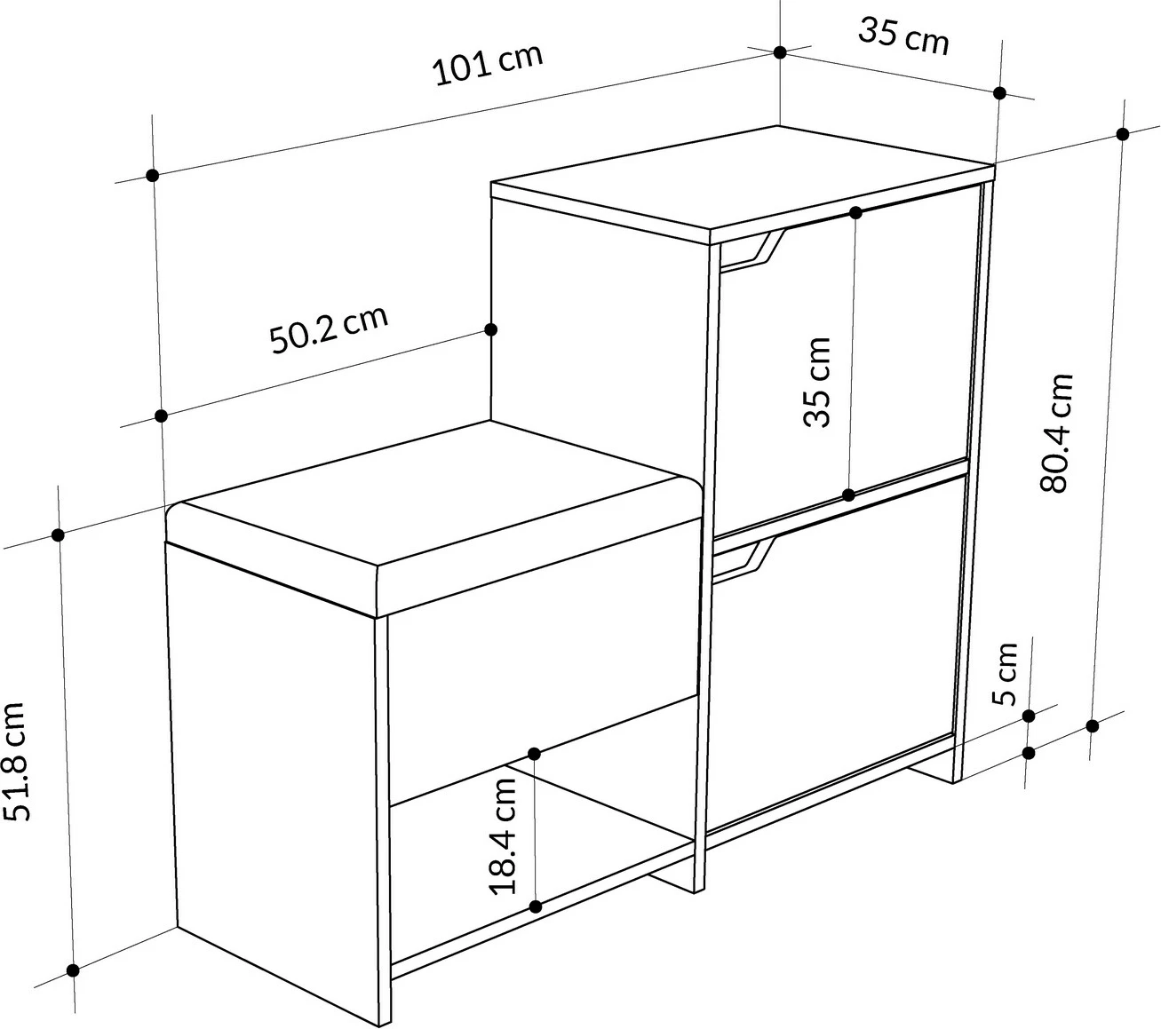 Dollap këpucësh me ulëse, ngjyrë antracit dhe lisi, Skye Decor