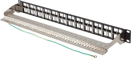 Paneli i Patch-it Lanberg PPKS-1248-B, 19" 1U, për modulat keystone, 48 porta, ngjyrë e zezë