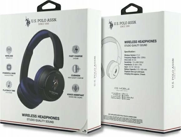 Kufje Bluetooth U.S. Polo Assn DH Color Logo USHPV6PCOV, 30h, USB-C, Navy blue