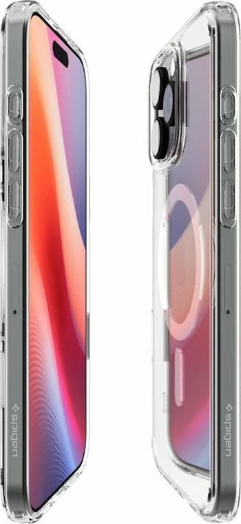 Mbështjellës Spigen Ultra Hybrid T Mag MagSafe për iPhone 16 Pro, TPU/PC, ring magnetik, i bardhë