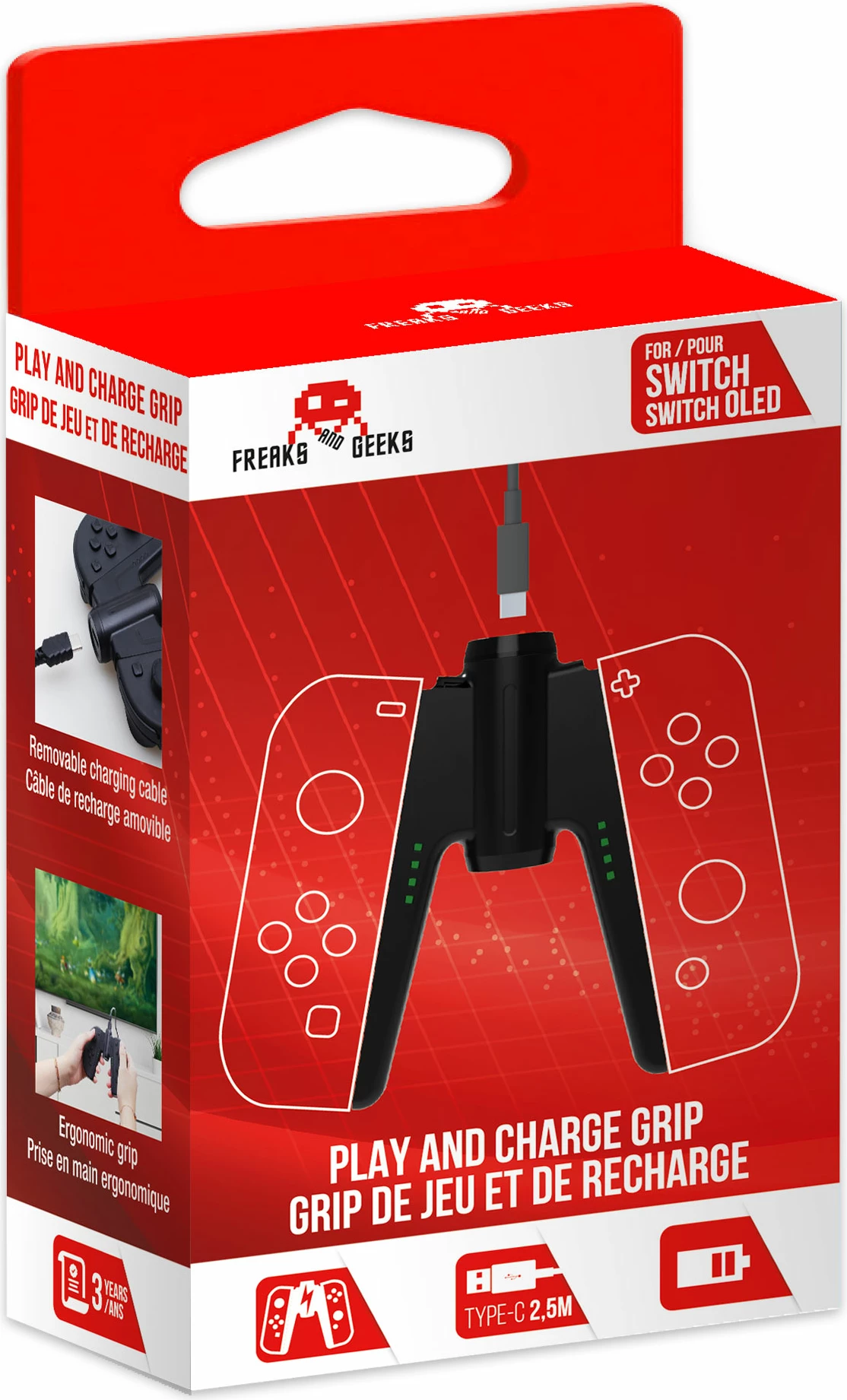 Karikues dual për Joy-Con FREAKS & GEEKS JOY-CONS Dual Charger, kabllo USB-C 2.5 m, i zi