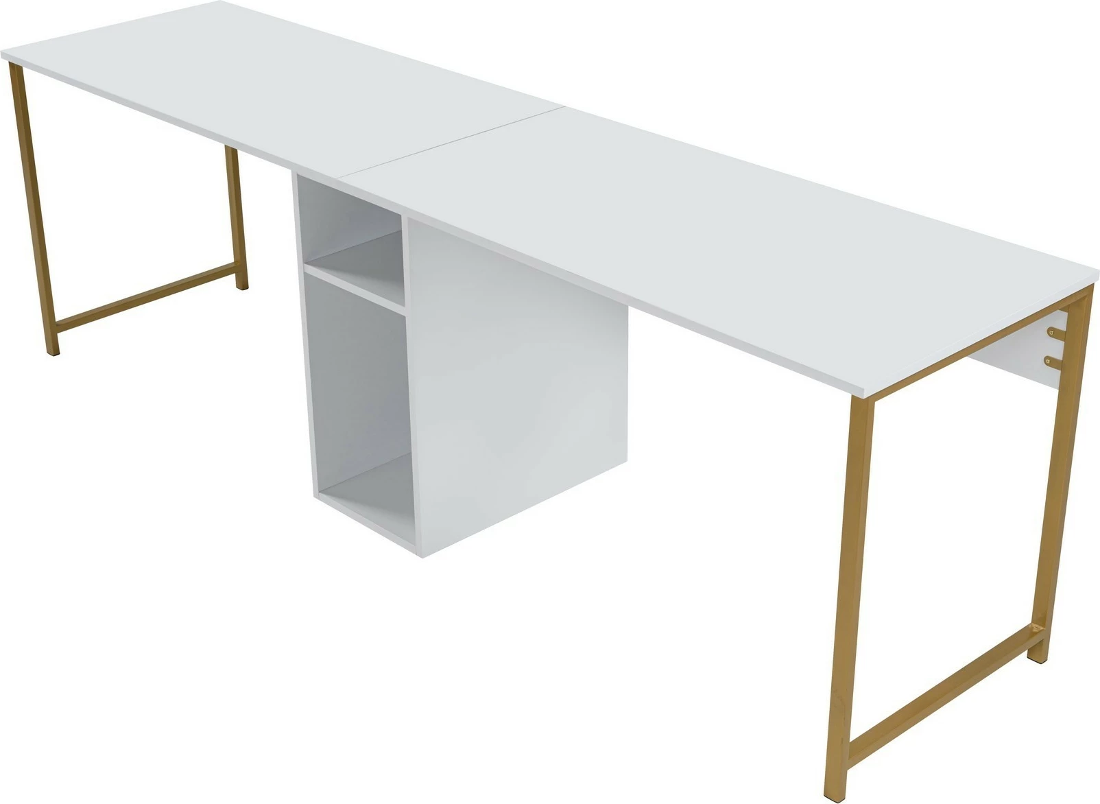 Tavolinë studimi dyshe Hanah Home, e bardhë, ari