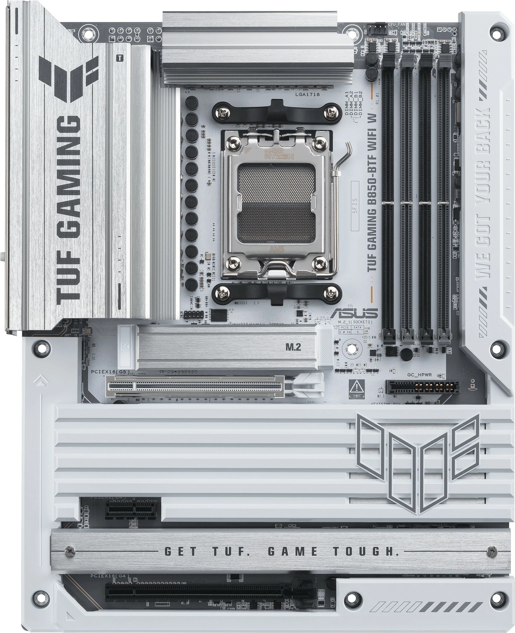 Pllakë amë ASUS TUF GAMING B850-BTF WIFI W, ATX, Wi-Fi, bardhë