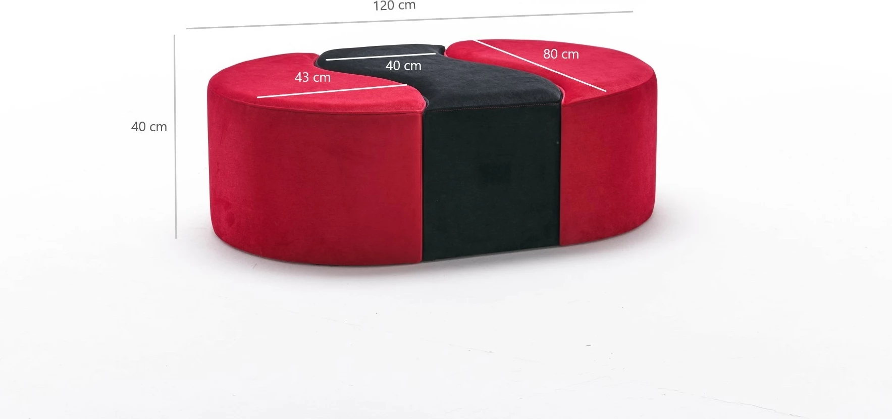 Puf Atelier del Sofa, Alya, e kuqe dhe e zezë