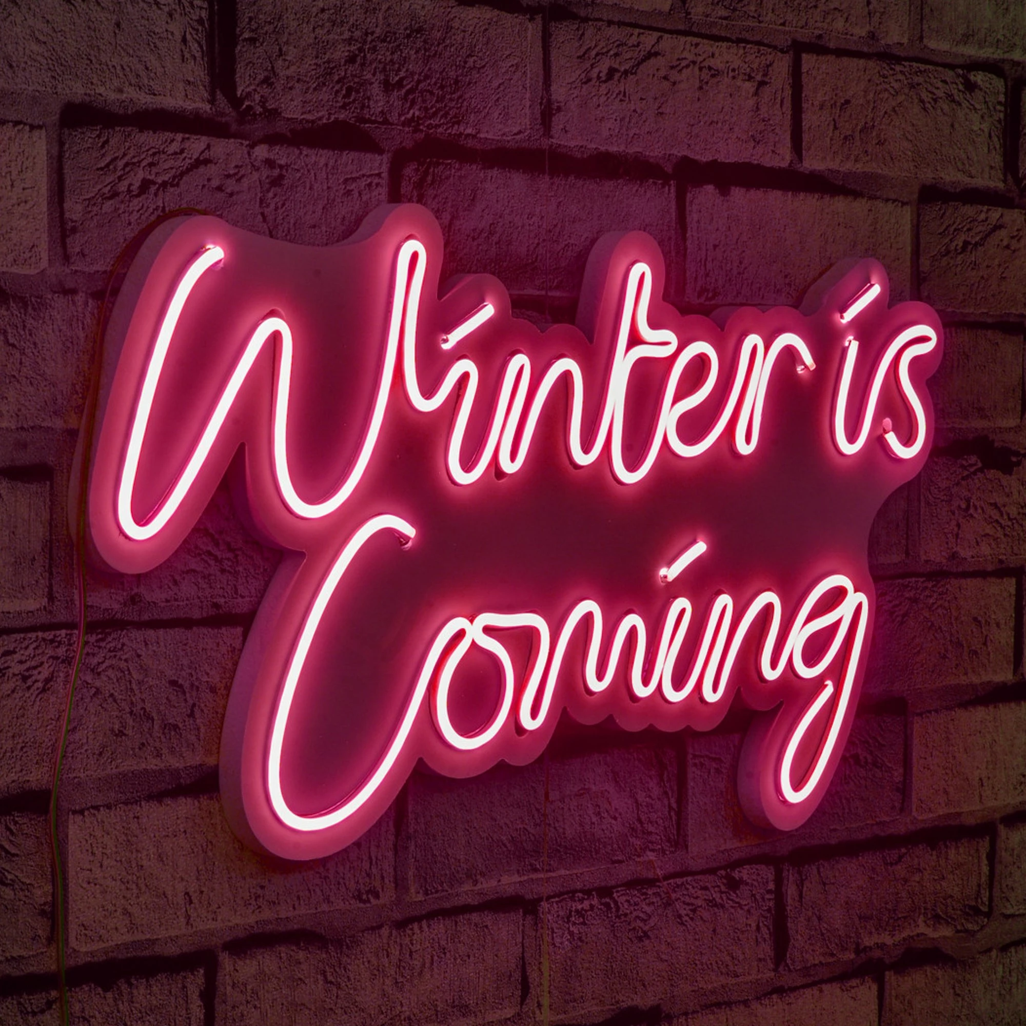 Dekor dritash LED plastike, 'Winter is Coming', ngjyrë rozë