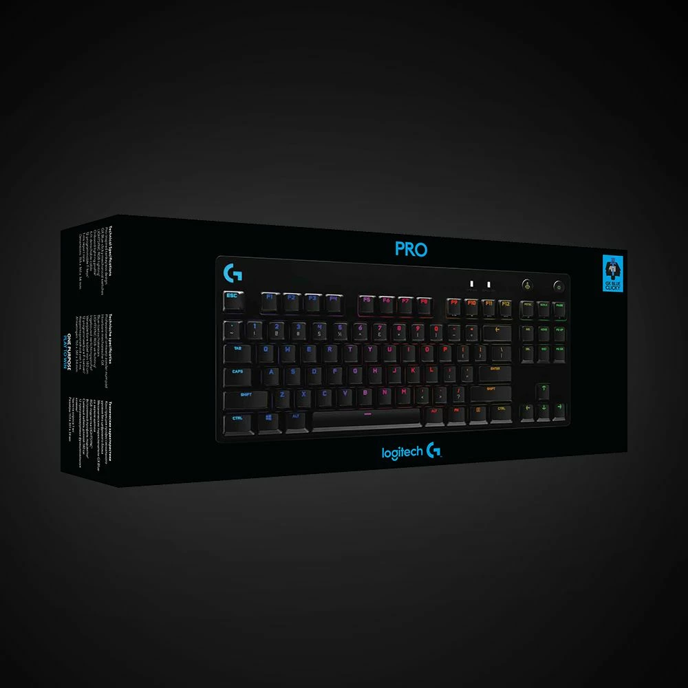 Tastierë gaming Logitech G PRO GX Blue 920-009392, TKL 80%, RGB, USB, US INTL, e zezë