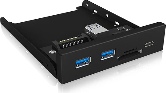USB hub ICY BOX IB-HUB1417-i3, 2x USB-A, 1x USB-C, lexues kartelash SD/MicroSD, e zezë