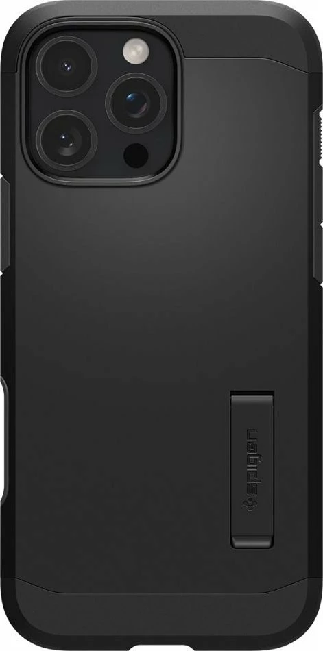 Mbështjellës Spigen Tough Armor "T" Mag për iPhone 16 Pro, MagSafe, me kickstand, i zi, 1 copë