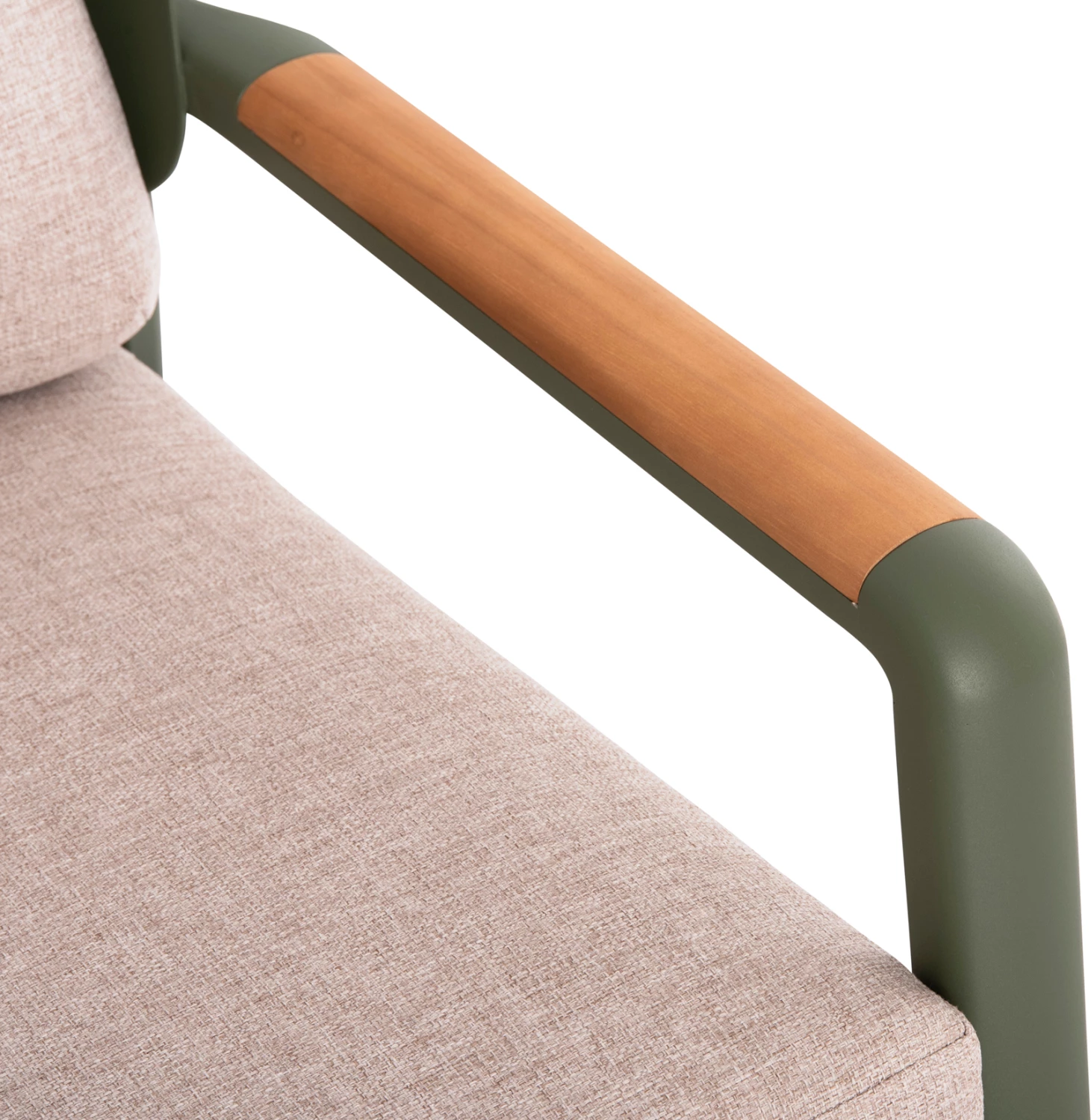 Set salloni për jashtë 4 pjesë ELARA FH6195.06 alumini i gjelbër-bezhë olefin-dru tik