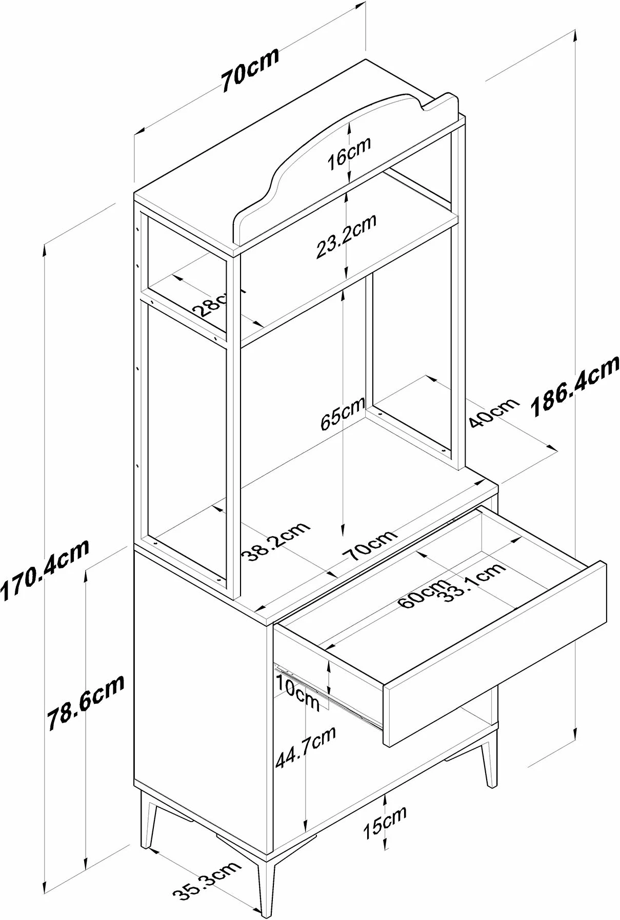 Dollap multifunksional Hanah Home, JE157 - 3123, ngjyrë arrë dhe e bardhë