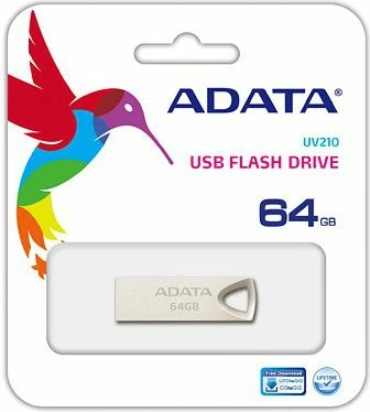 USB stik ADATA UV210 64 GB USB 2.0 metal pa kapak argjendtë