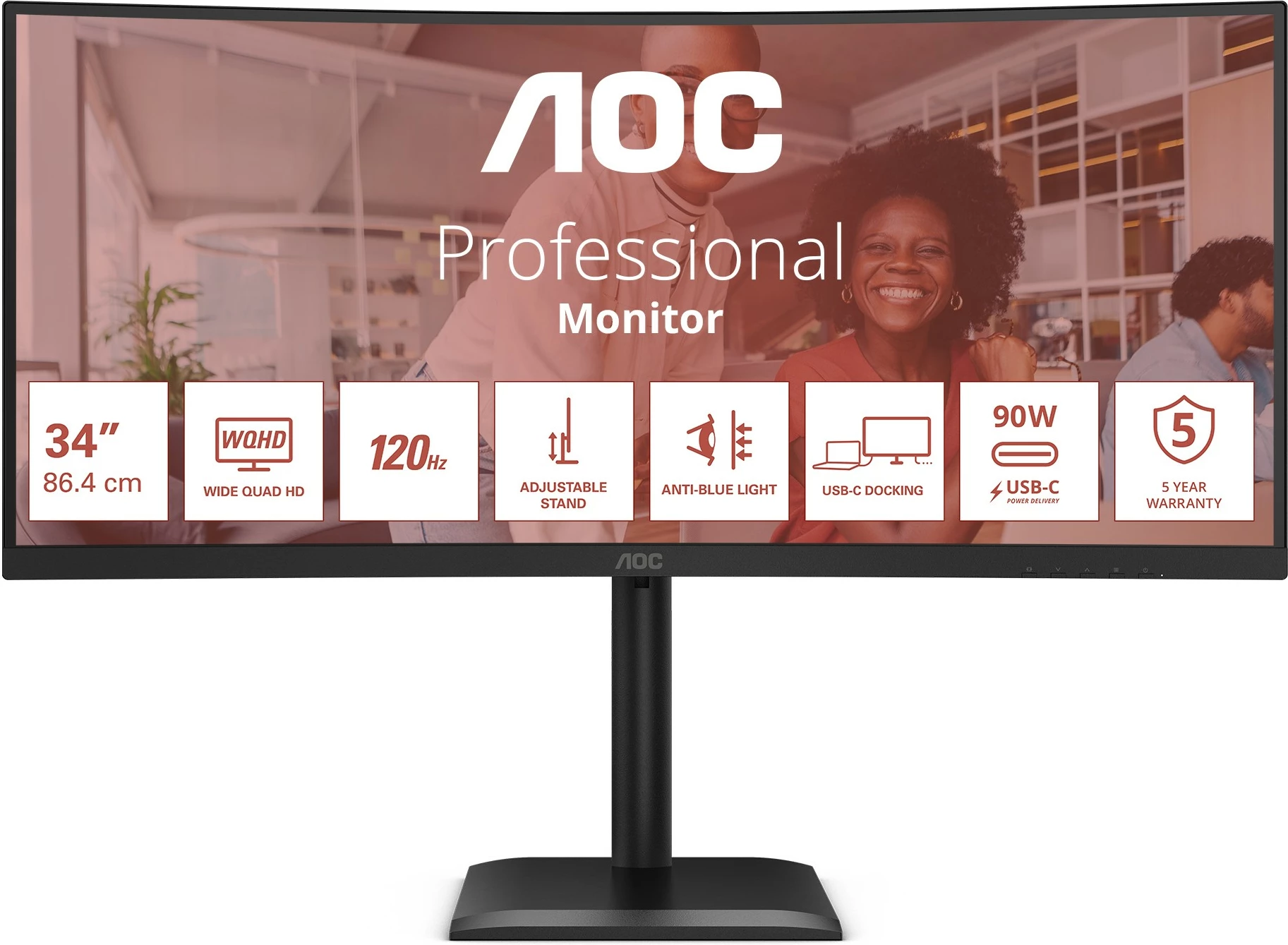 Monitor AOC CU34E4CV 34 inç, WQHD, 120Hz, USB-C, i zi