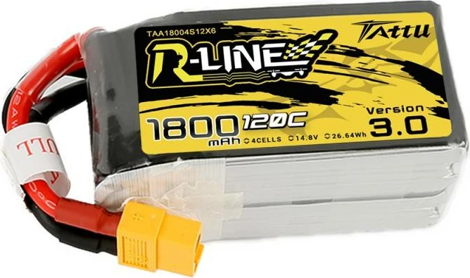 Bateri LiPo Tattu R-Line Version 3.0, 1800mAh, 14.8V, 120C, XT60