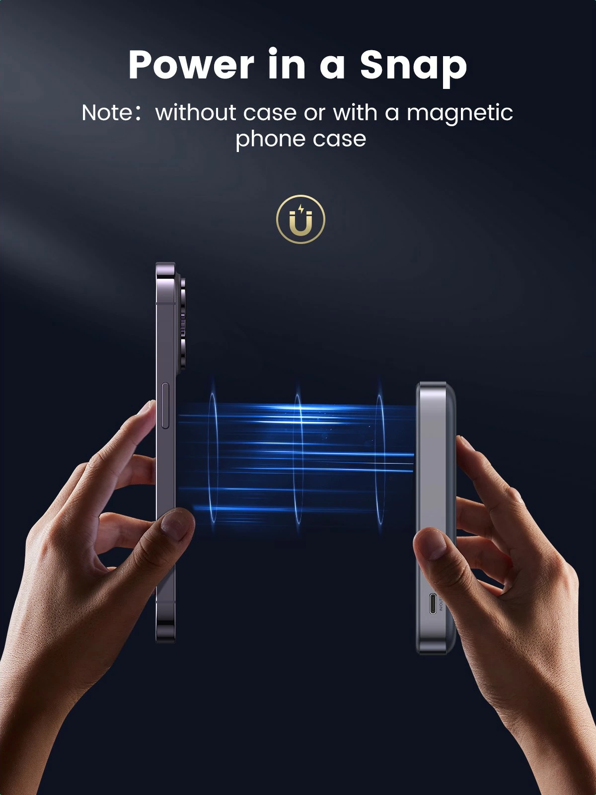 Powerbank Ugreen 10000mAh Mini Wireless 20W me MagSafe, gri