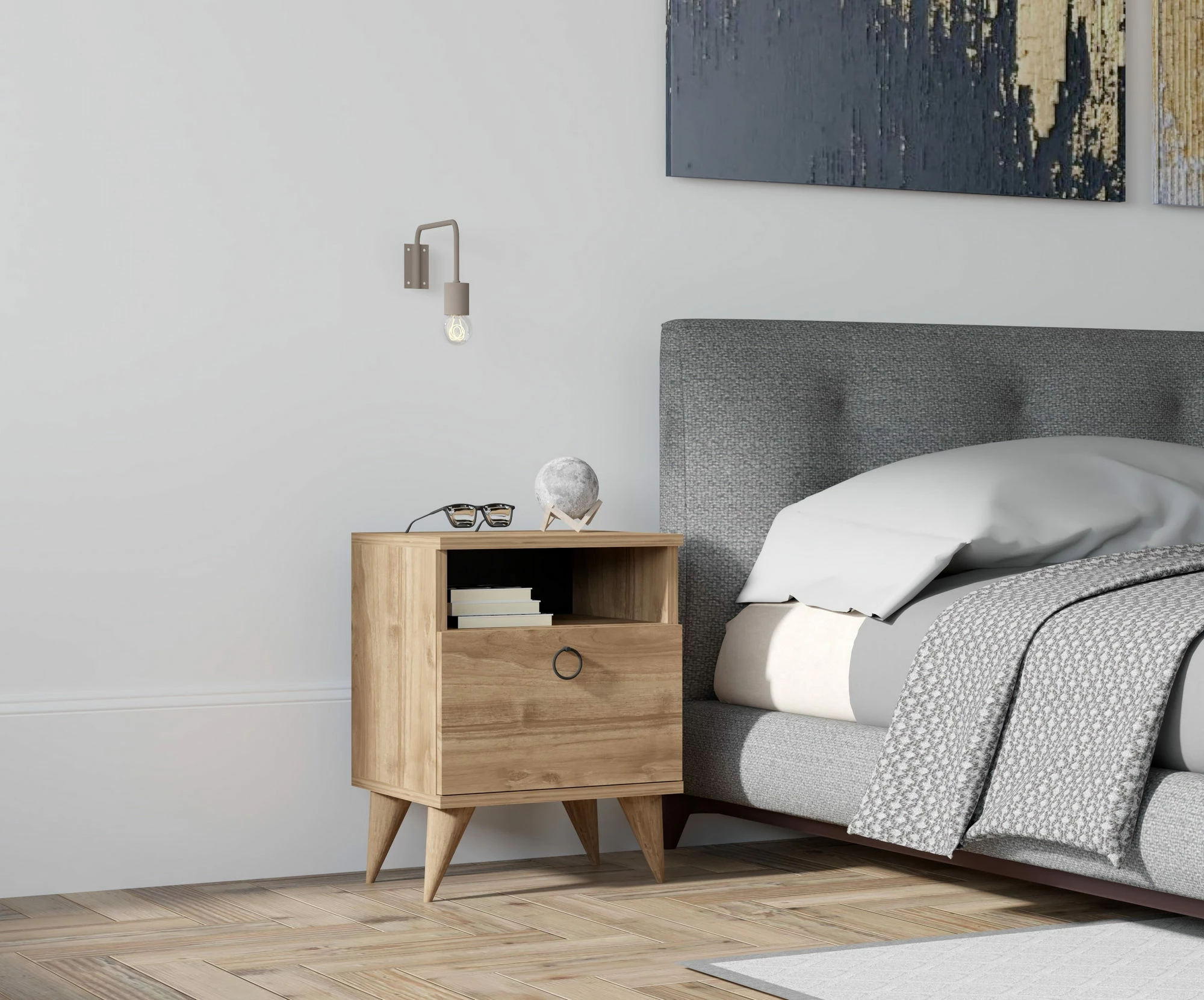 Komodinë Hanah Home, Barlo, ngjyrë arre