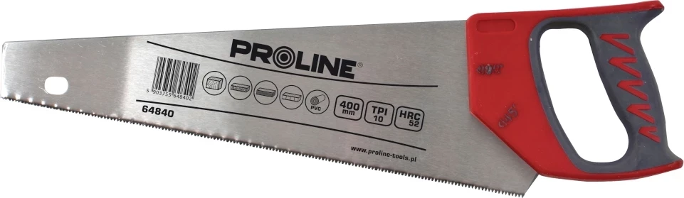Sharrë dore PROLINE 64845, 450mm, 10TPI, për dru dhe plastikë, kuqe