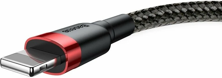 Kabllo USB në Lightning Baseus Cafule CALKLF-B19, 1m, 2.4A, Kuqe+Zezë