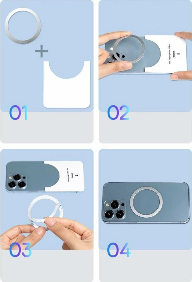 Unazë magnetike Baseus Halo MagSafe PCCH000001, 2 copë, e zezë