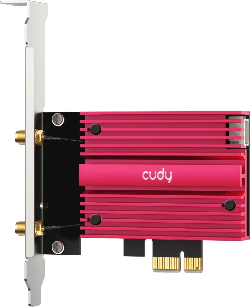 Kartë rrjeti WiFi Cudy WE9300S, PCI-E, BE9300, Bluetooth 5.4, me 2 antena të jashtme, e kuqe