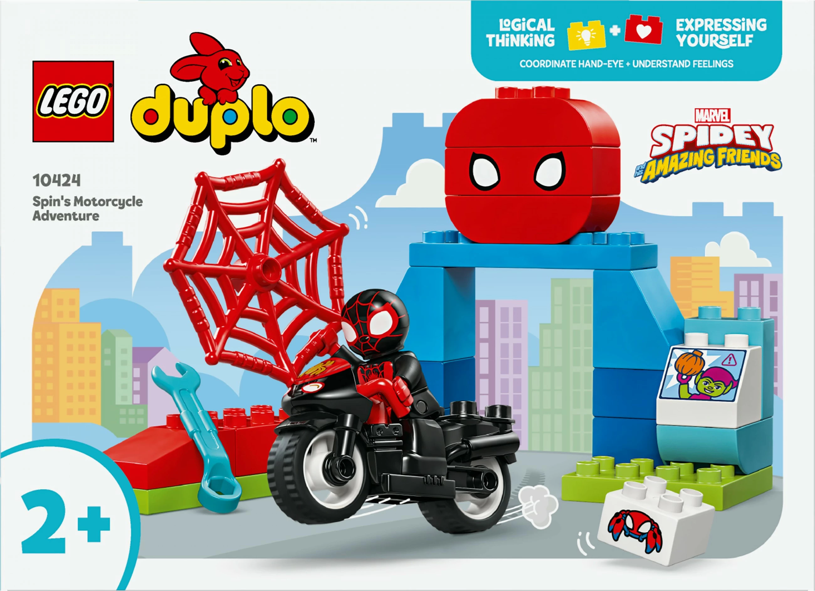 Set ndërtimi LEGO DUPLO Marvel 10424 Spin's Motorcycle Adventure, shumëngjyrësh