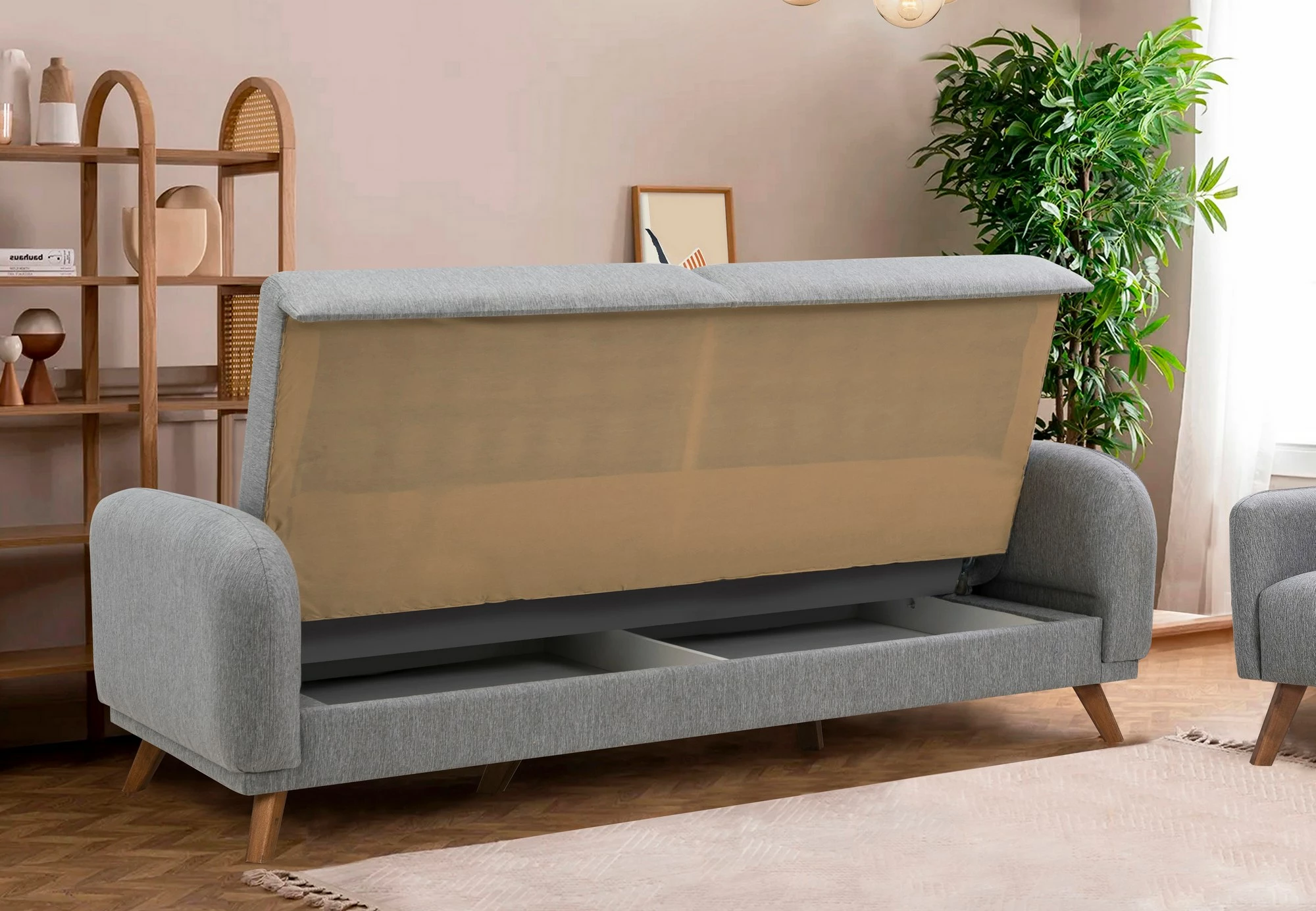 Divan-krevat 3 vendësh Hera, ngjyrë gri