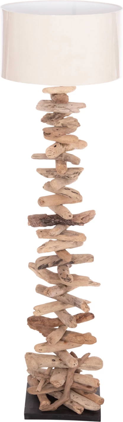 Llambë dyshemeje dekorative ALTAR, dru i natyrës, kapak PVC i bardhë, Φ45x155Hcm