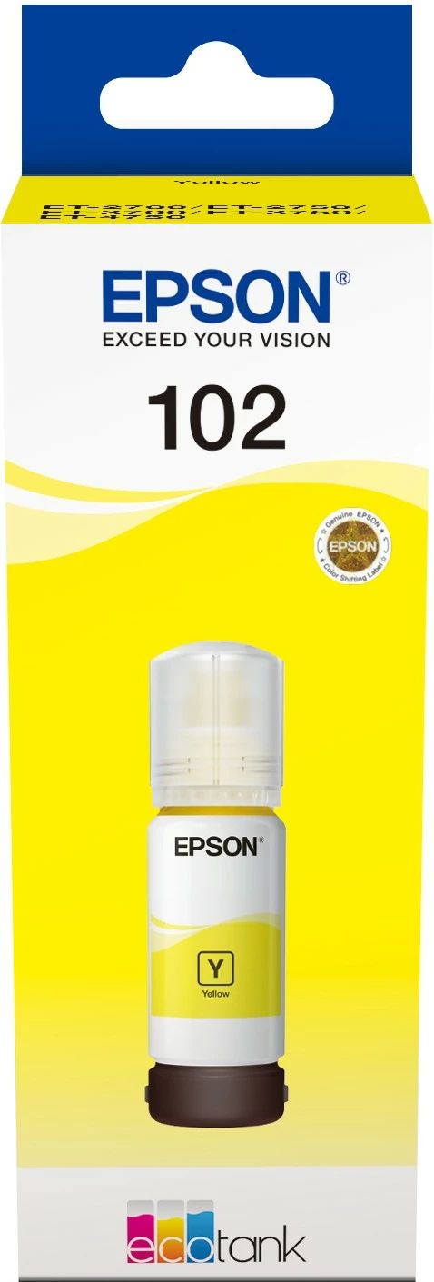 Shishe bojë Epson 102 EcoTank, Verdhë, Pigment, 70 ml