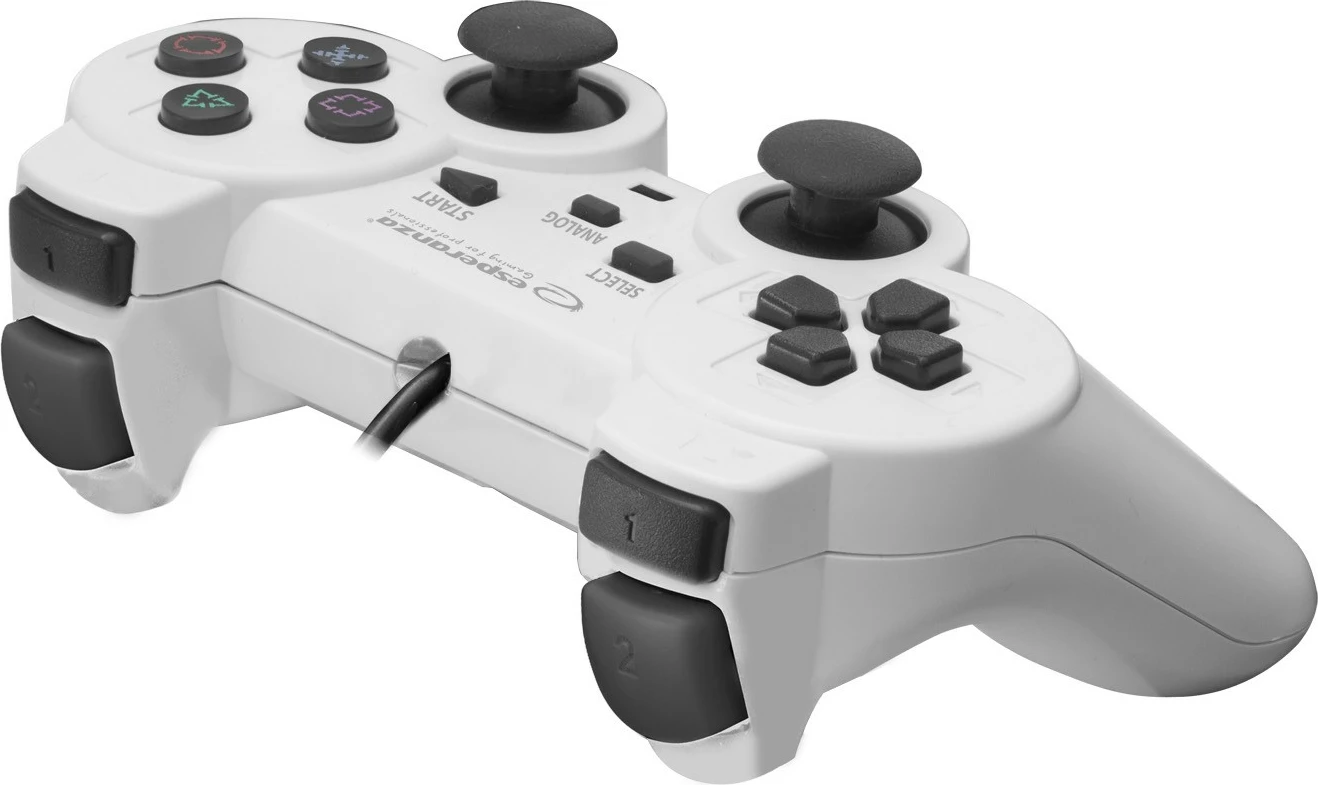Gamepad Esperanza EGG107W me kabllo, për PC/PS3, Bardhë/Zi