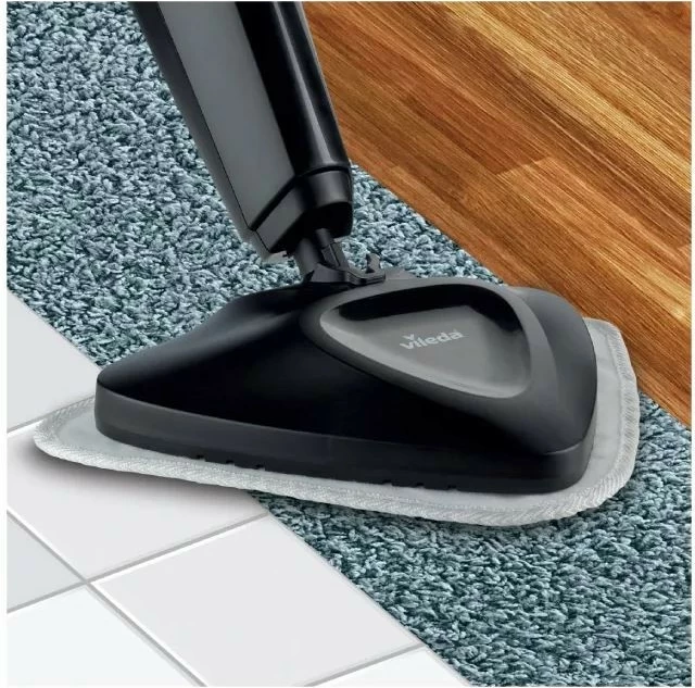 Mop me avull Vileda Steam Plus, i zi, me 2 mbulesa mikrofibre dhe aksesor për tapet
