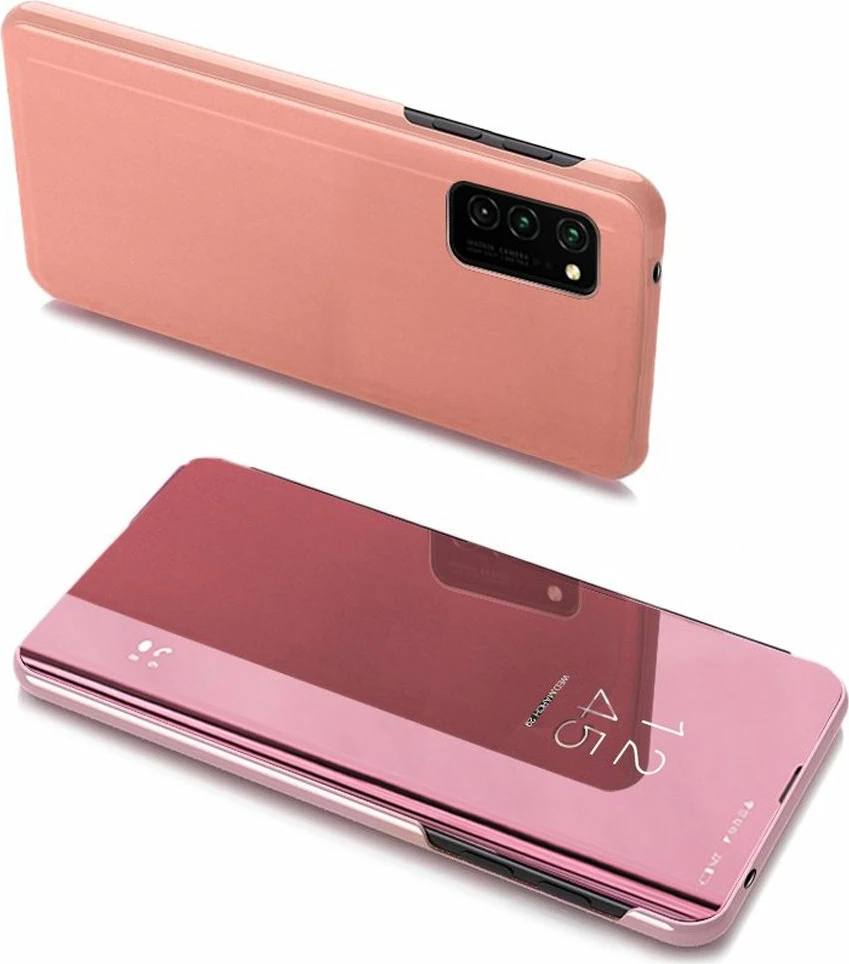 Mbështjellës Hurtel Clear View për Samsung Galaxy A03s, rozë