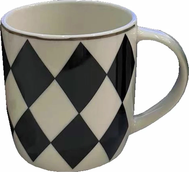 Filxhan Jolie Rombus, porcelan New Bone China, bardhë, zi, ar, 9x9x9cm