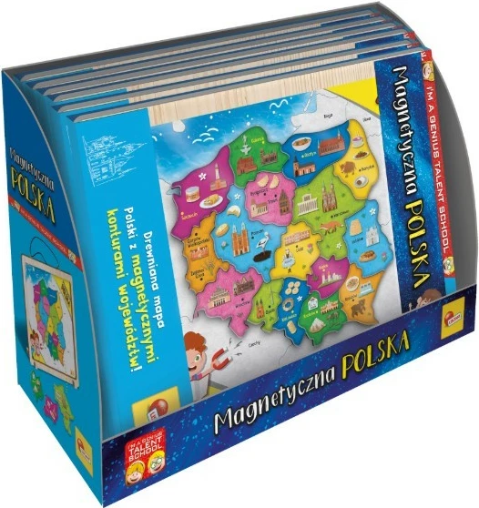Hartë magnetike e Polonisë Lisciani I'M A Genius 304-PL105496, dru, edukative, copa magnetike, 7+