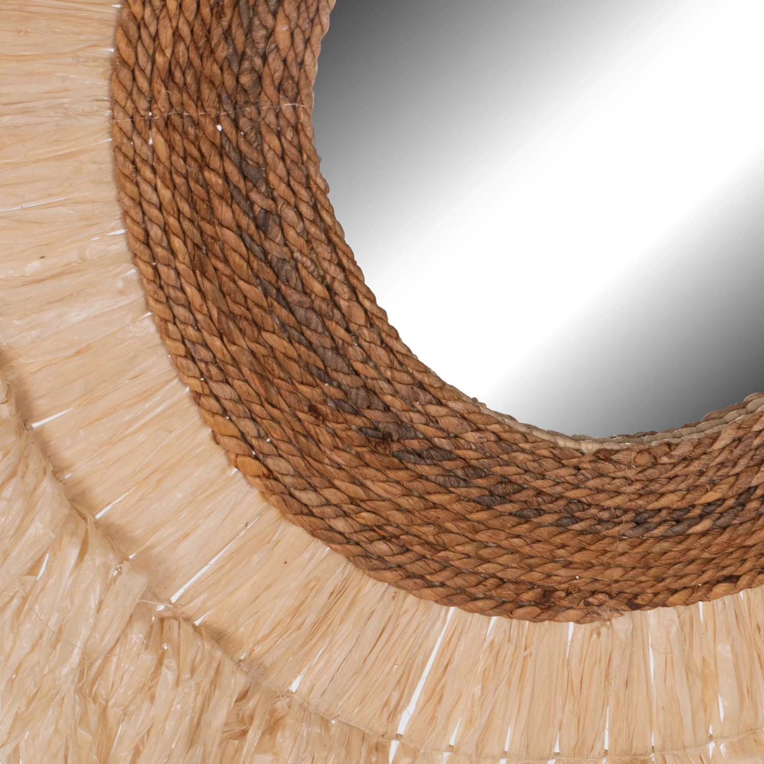 Pasqyrë muri e rrumbullakët, kornizë prej fibrash sisal, ngjyrë natyrale, 110x4x110H cm, FH7744
