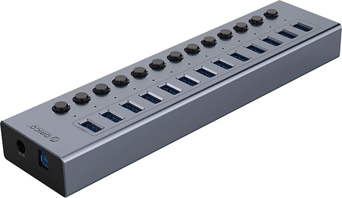 Kasë Orico BT2U3-13AB, 13x USB-A 3.0 me çelësa, Gri