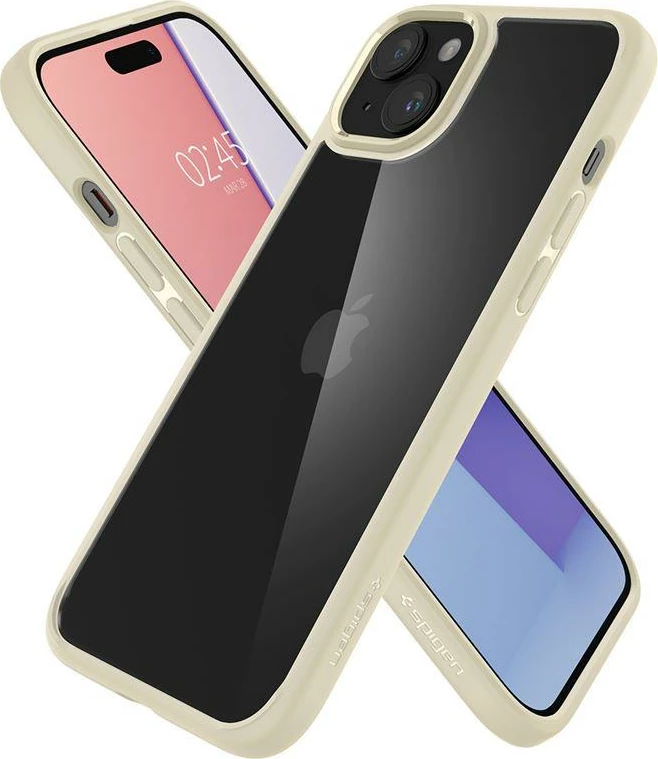 Mbështjellës Spigen Crystal Hybrid për iPhone 15 Plus, Transparent Beige