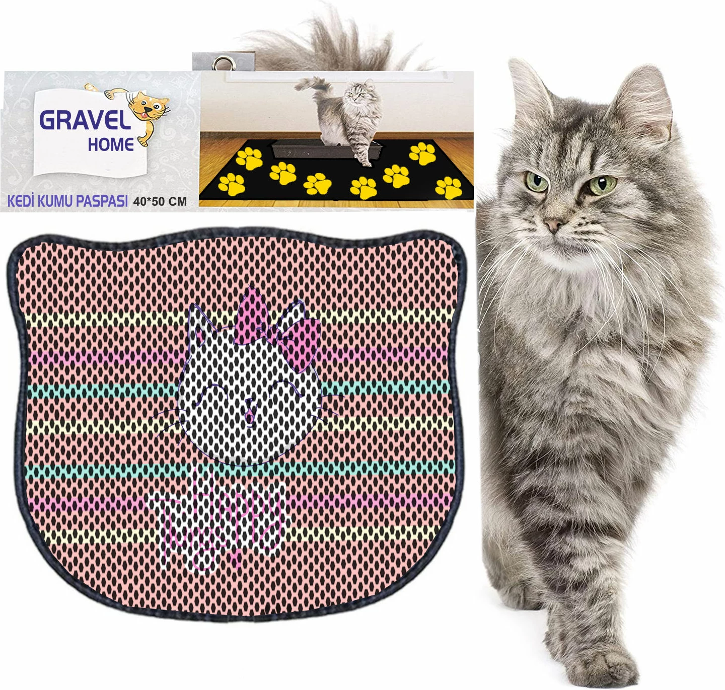 Tapet për rërë maceje, shumëngjyrësh, Paws & Whiskers, Kdkafa0009