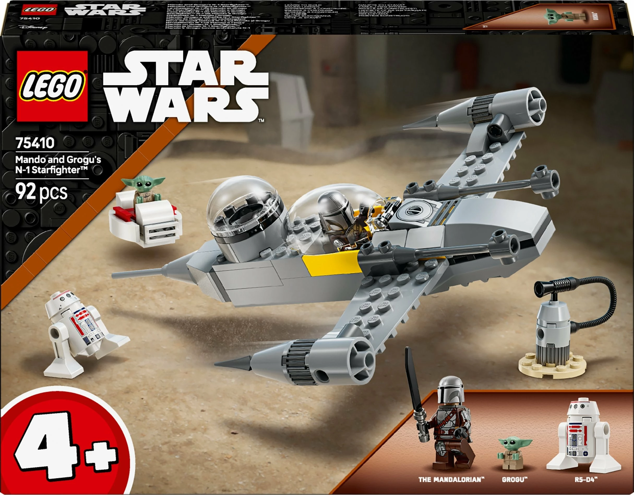 Set LEGO Star Wars N-1 Starfighter Mando dhe Grogu 75410, 92 copë, 4+